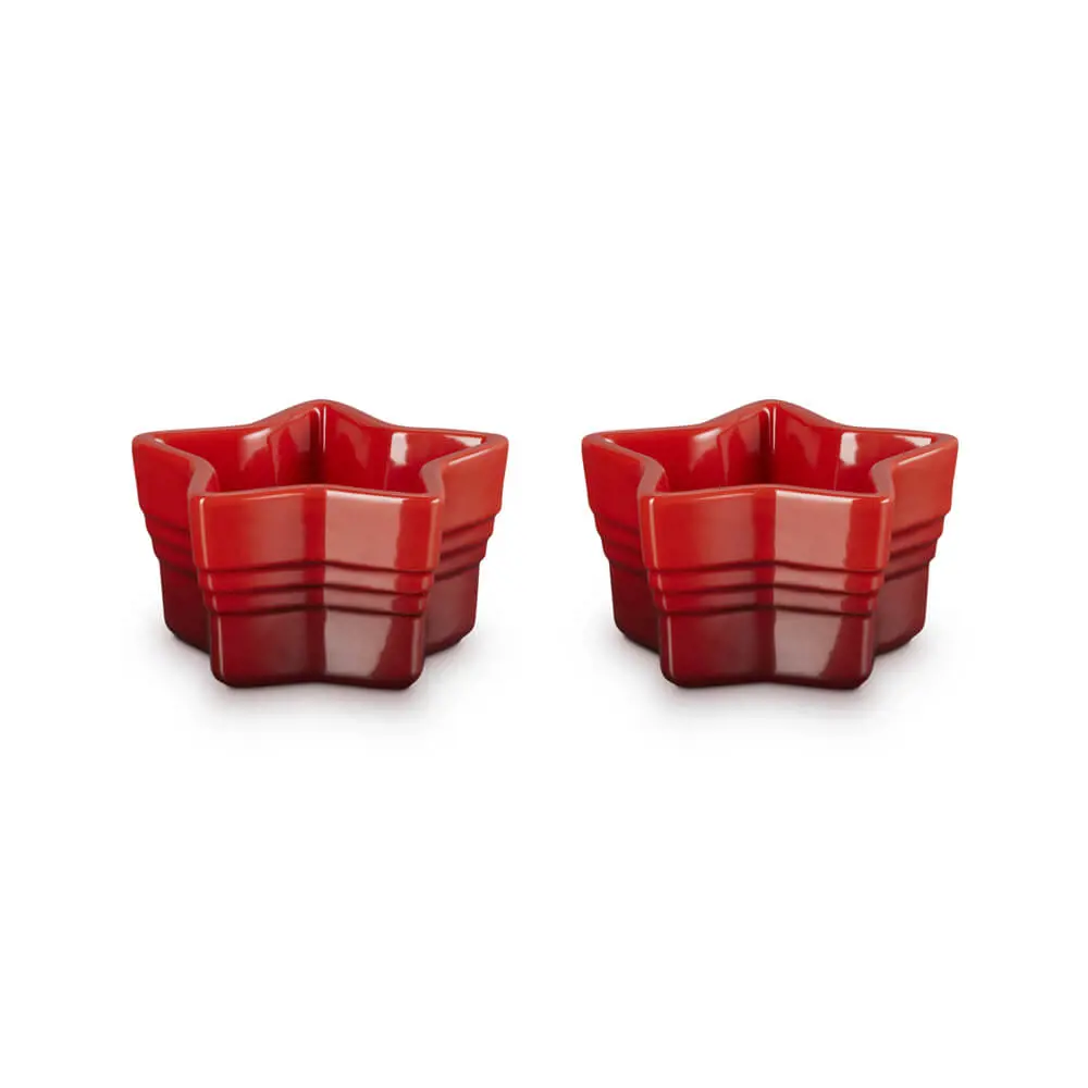 Le Creuset Stoneware Set of 2 Star Cerise Ramekins